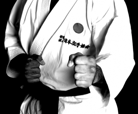 Karate Dude! (Via <a href="http://commons.wikimedia.org/wiki/File:JKA_Karate_Kamae_Knuckles.jpg">Wikimedia</a>.)
